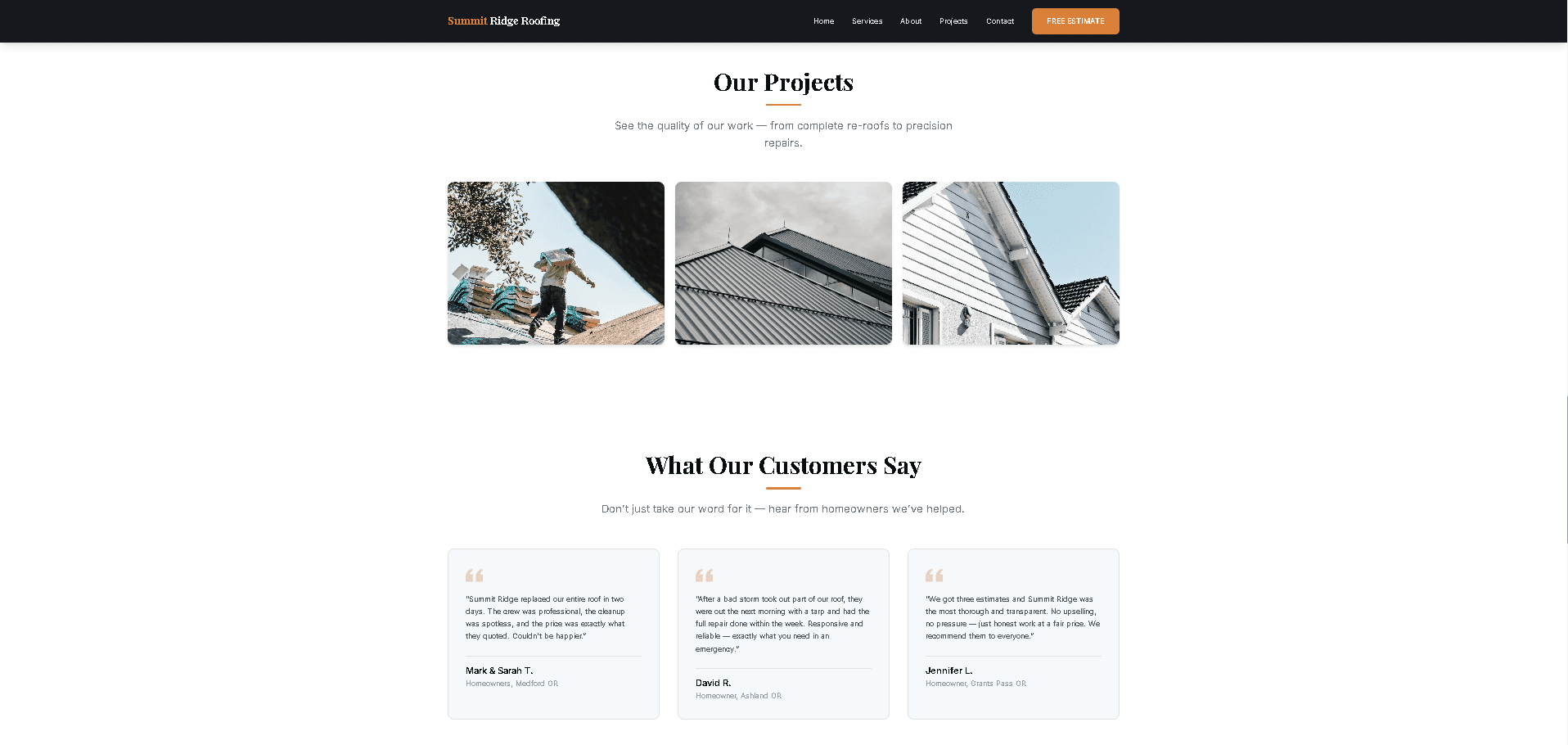 Summit Roofing Co. — services and details